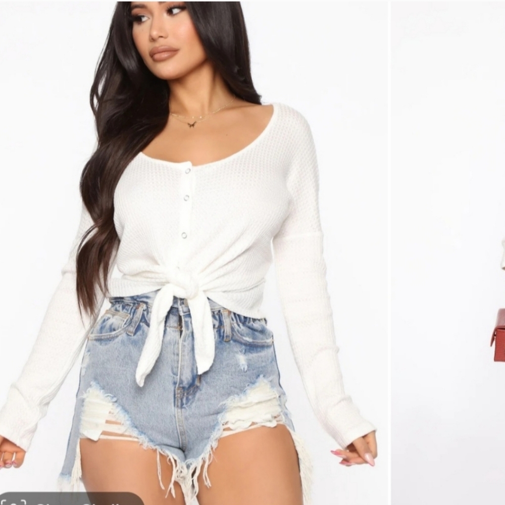 Fashion Nova Ivory Long Sleeve Top
